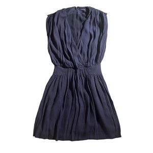 French Connection Plunge Neck Mini Dress in Navy Blue